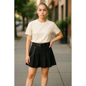 Hot Topic Social Collision Black Pleated Skirt Chains Women’s Sz M